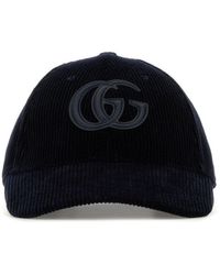 Gucci - Cappello da baseball in velluto a coste blu navy - Lyst