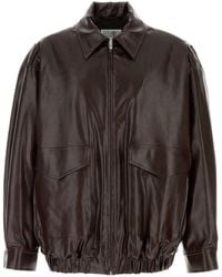 MM6 by Maison Martin Margiela - Chocolate Synthetic Leather Jacket - Lyst