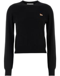 Maison Kitsuné - Maglione in lana nera - Lyst