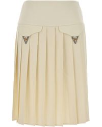 Versace - Ivory Stretch Wool Skirt - Lyst