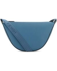 Fendi - Borsa a tracolla Melon piccola in pelle ceruleo - Lyst