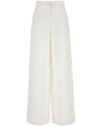 Max Mara - Pantalone dalla gamba ampia Garibo in lino bianco - Lyst