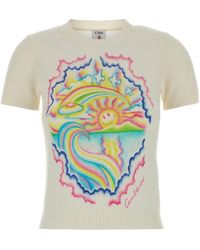 CASABLANCA - Ivory Cotton Blend T-Shirt - Lyst