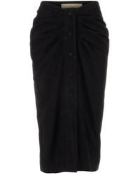 Valentino Garavani - Black Suede Skirt - Lyst