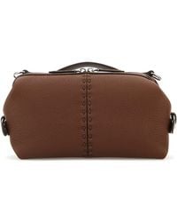 Fendi - Borsa a mano Siesta FF Selleria piccola in pelle marrone - Lyst