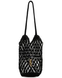 Saint Laurent - Borsa a secchiello Cassandre grande in rete nera - Lyst