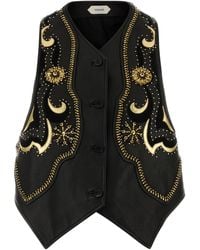 Versace - Vest Leather Lamb With Embroidery - Lyst