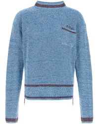 Marni - Melange Light Blue Cotton Sweater - Lyst