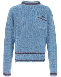 Marni - Melange Light Blue Cotton Sweater - Lyst