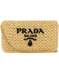 Prada - Borsa a tracolla in rafia - Lyst