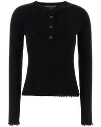 Uma Wang - Black Cashmere Henley Sweater - Lyst