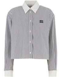Miu Miu - Camicia in popeline ricamato - Lyst