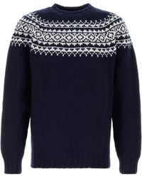 Harley Of Scotland - Navy Blue Wool Sweater - Lyst