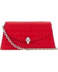 McQueen - Red Leather Mini Skull Crossbody Bag - Lyst