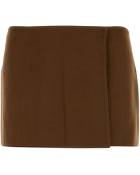 Miu Miu - Minigonna in misto lana marrone - Lyst