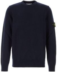 Stone Island - Midnight Blue Wool Blend Sweater - Lyst