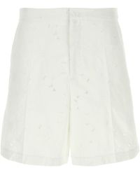 Valentino Garavani - White Cotton Blend Bermuda Shorts - Lyst