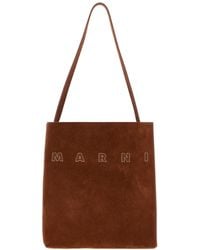 Marni - Caramel Suede Small Museo Shoulder Bag - Lyst