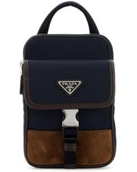 Prada - Porta cellulare bicolor in nylon e pelle scamosciata - Lyst