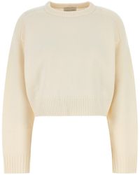 Loulou - Ivory Wool Blend Oversize Bruzzi Sweater - Lyst