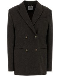 LE SULLY STUDIO - Dark Brown Stretch Wool Blend Blazer - Lyst