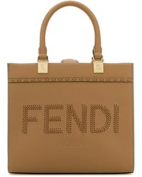 Fendi - Borsa shopping Sunshine piccola in pelle cammello - Lyst