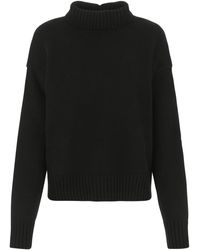 Jil Sander - Maglione oversize in misto cashmere nero - Lyst