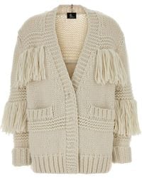 Moncler - Ivory Crochet Oversize Cardigan - Lyst