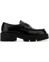 Prada - Mocassini in pelle nera - Lyst