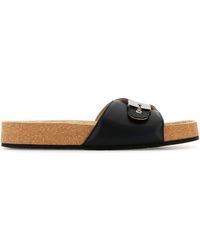 Balenciaga - Black Leather X Sholl Slippers - Lyst