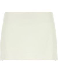 Miu Miu - Minigonna in misto lino avorio - Lyst