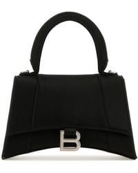 Balenciaga - Borsa a mano Hourglass piccola in raso nero - Lyst