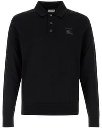 Burberry - Black Wool Polo Shirt - Lyst