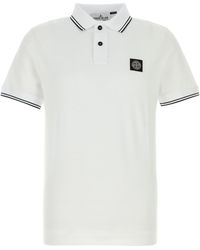 Stone Island - White Stretch Piquet Polo Shirt - Lyst