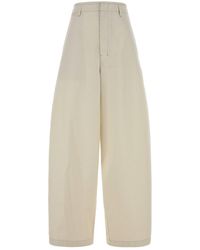 Lemaire - Ivory Cotton Wide-Leg Pant - Lyst