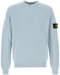 Stone Island - Light-blue Cotton Sweater - Lyst