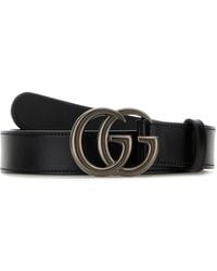Gucci - Cintura GG Marmont in pelle nera - Lyst