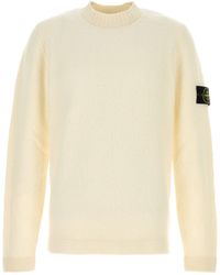 Stone Island - Ivory Wool Blend Sweater - Lyst