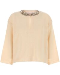 Valentino Garavani - Cream Wool Sweater - Lyst