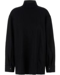 Jil Sander - Blusa in misto lana nera - Lyst