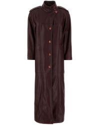 LE SULLY STUDIO - Burgundy Synthetic Leather Coat - Lyst