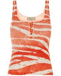 Blumarine - Printed Stretch Cotton Tank Top - Lyst