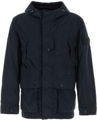 Stone Island - Midnight Blue Nylon Parka - Lyst