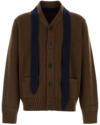 Sacai - Brown Wool Cardigan - Lyst