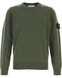 Stone Island - Maglione in misto lana verde - Lyst