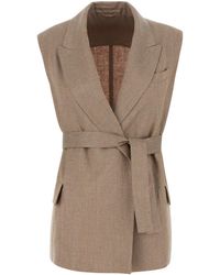 Brunello Cucinelli - Cappuccino Linen Blend Vest - Lyst