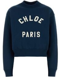 Chloé - Felpa in cotone blu - Lyst