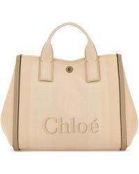 Chloé - Borsa shopping Chloé Carry in tela multicolor - Lyst