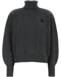 Isabel Marant - Maglione Nasha oversize in misto cotone antracite - Lyst