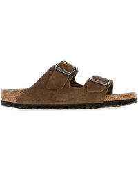 Birkenstock - Slippers Arizona BS in pelle scamosciata marrone - Lyst